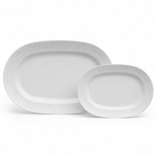 Kit 02 Travessa G e Pequena Relevo Chevron Germer Porcelanas