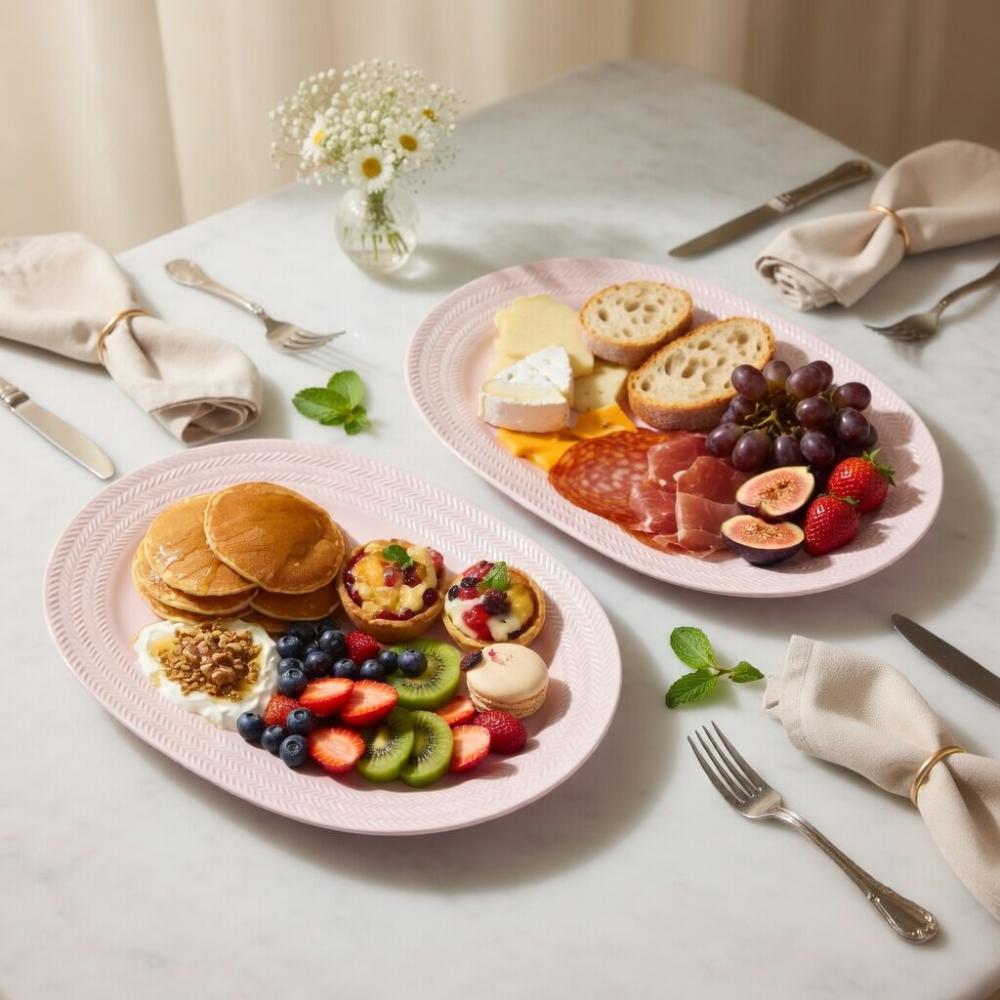 Kit 02 Travessa G e Pequena Relevo Chevron Germer Porcelanas - Imagem 7