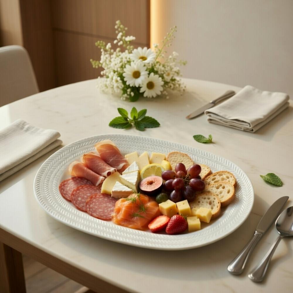 Kit 02 Travessa G e Pequena Relevo Chevron Germer Porcelanas - Imagem 10