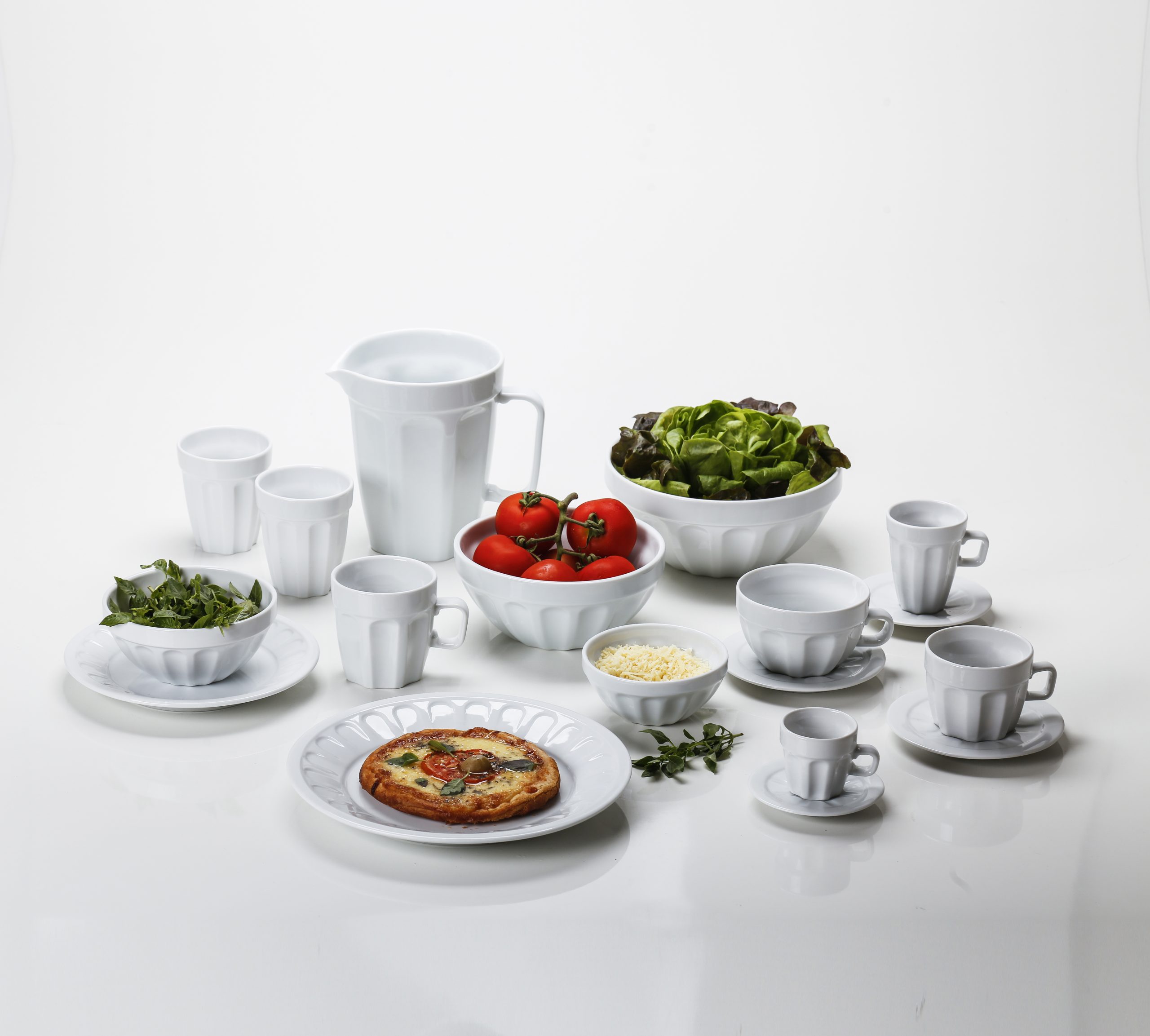 Kit Prato Raso 6 Peças Linha Pingada Branco Porcelana - Imagem 4