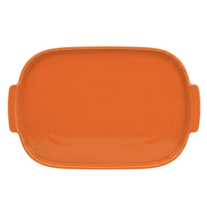 Bandeja Retangular 32,5 cm Laranja Assar e Servir Porcelana