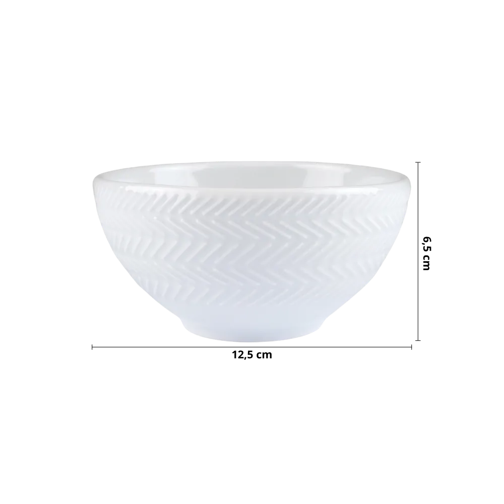 Bowl Tigela Sobremesa Relevo Chevron Branco 418 ml Germer