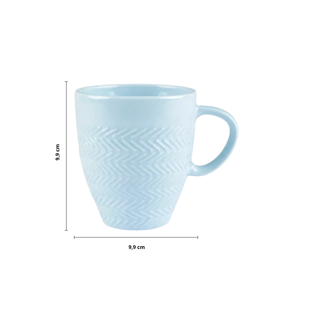 Caneca Chá Café Azul Vintage Chevron 310ml Germer Porcelanas