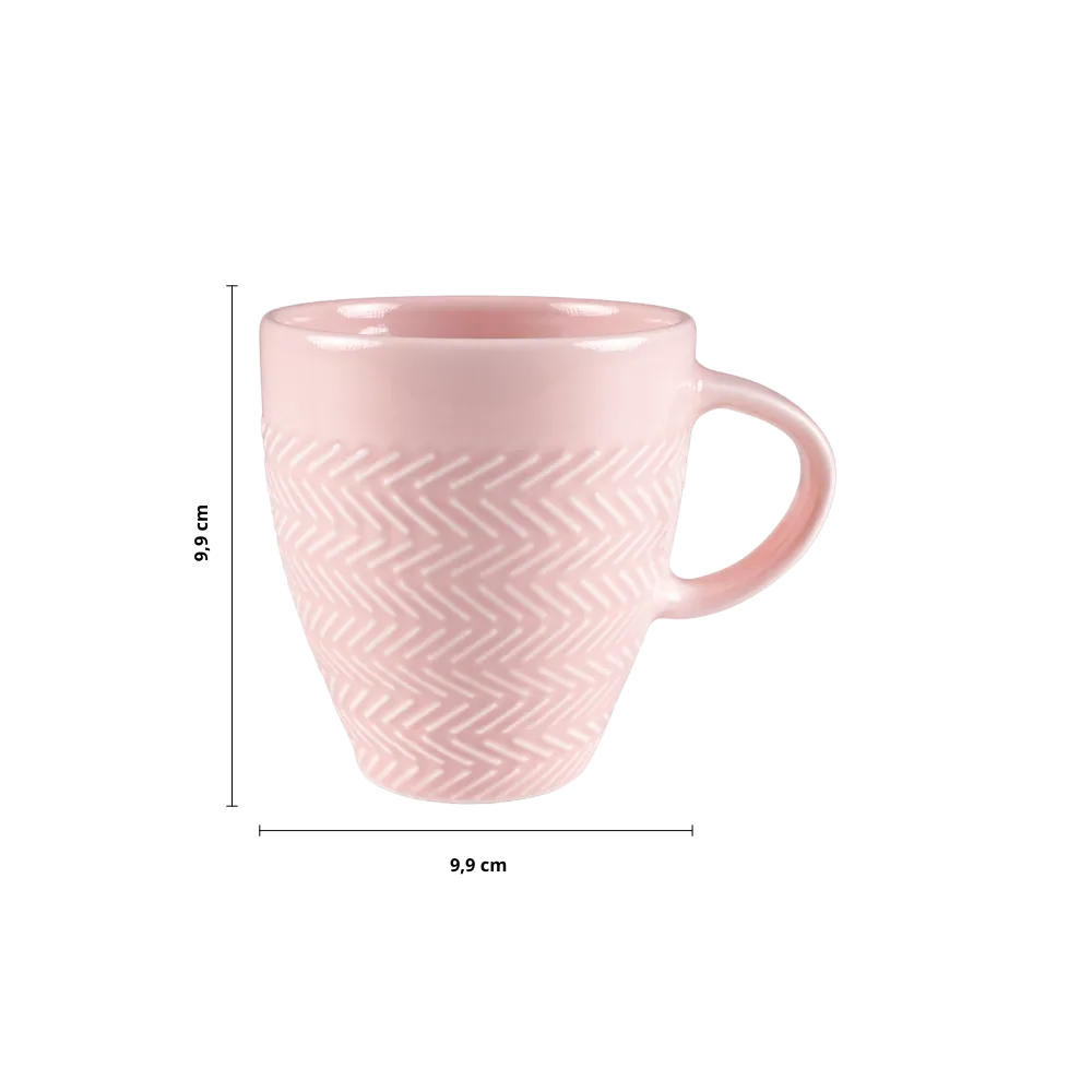 Caneca Chá Café Rosa Chevron Fractal 310ml Germer Porcelanas