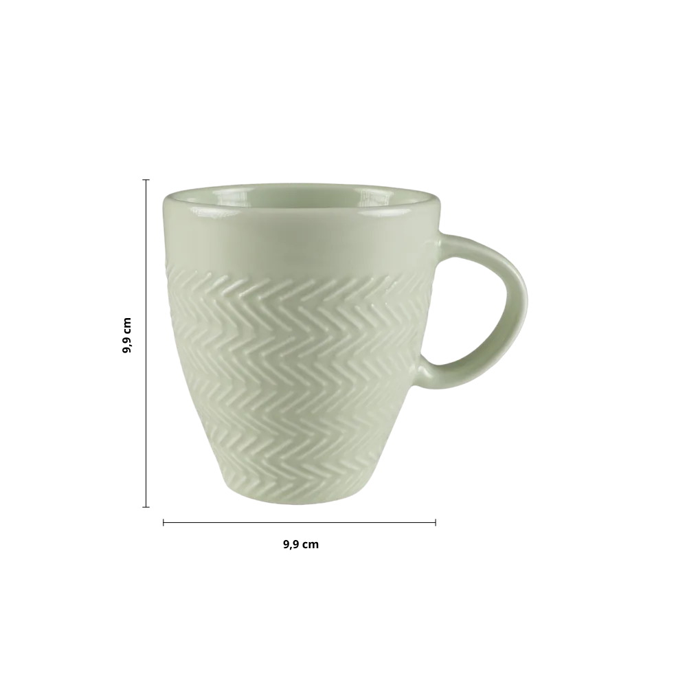 Caneca Chá Café Verde Menta Chevron 310ml Germer Porcelanas
