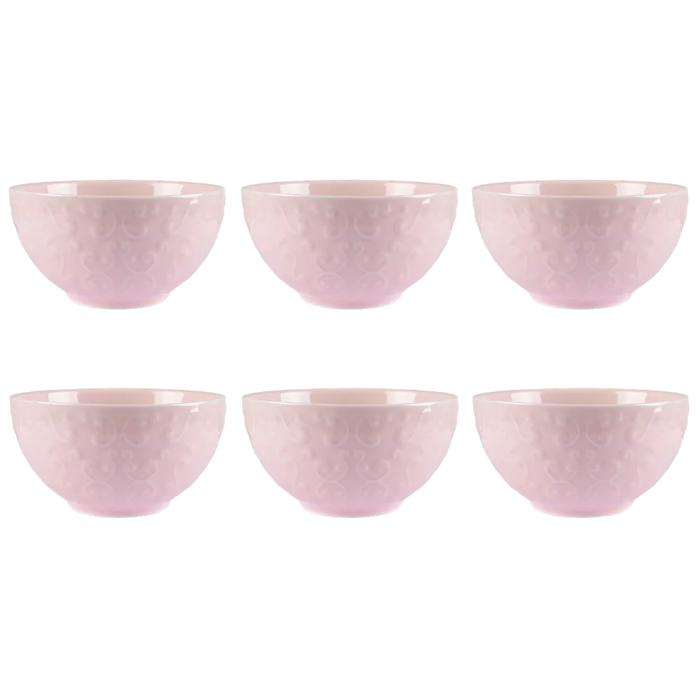 Kit 06 Bowl Tigela cor Rosa Relevo Tassel 456 ml Germer