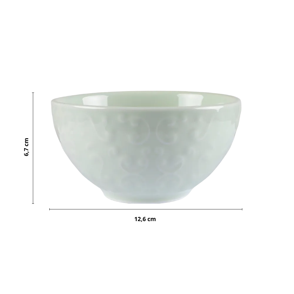 Kit 06 Bowl Tigela Verde Menta Relevo Tassel 422 ml Germer