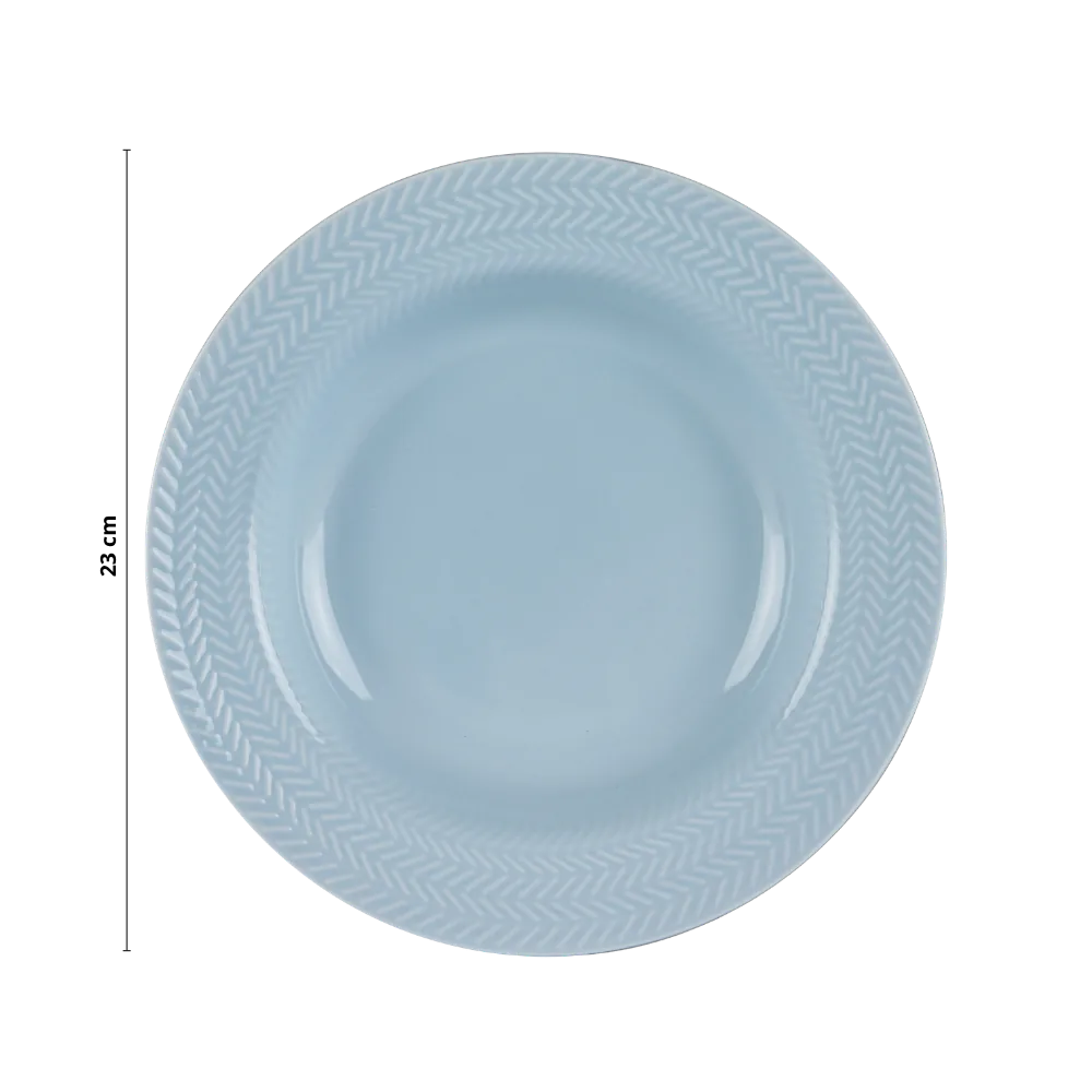 Kit 06 Prato Fundo Chevron Azul Vintage Germer Porcelanas