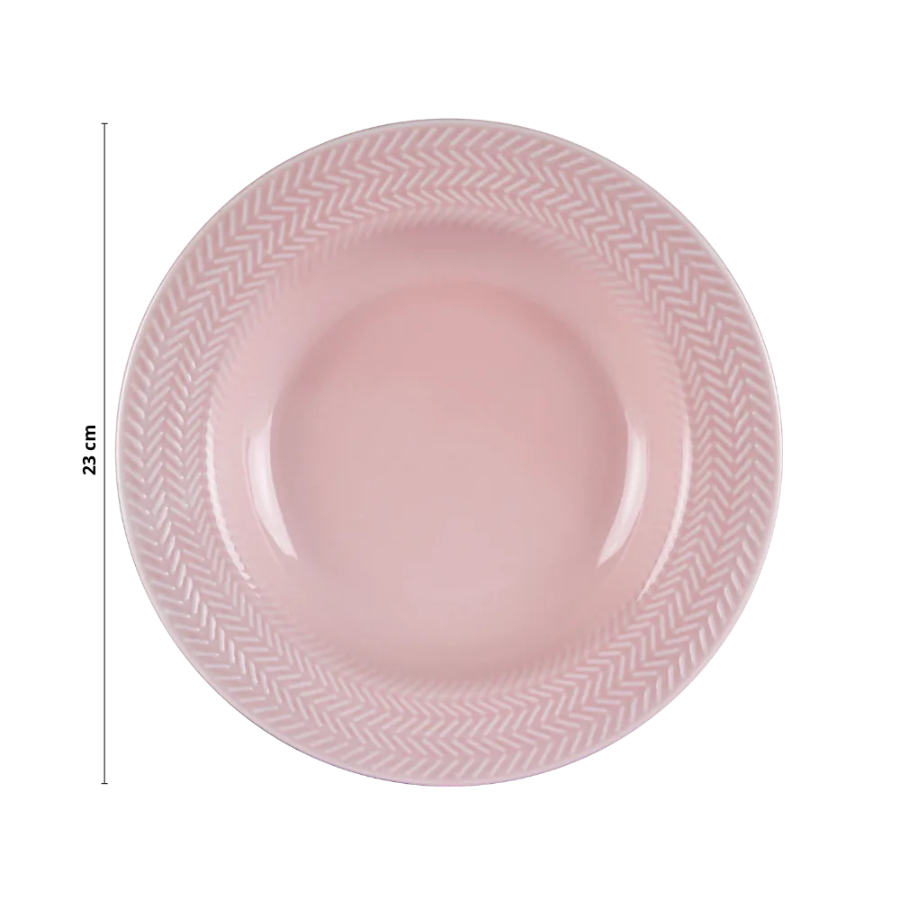 Kit 06 Prato Fundo Chevron Rosa Fractal Germer Porcelanas