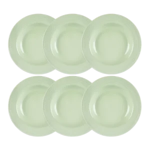 Kit 06 Prato Fundo Chevron Verde Menta Germer Porcelanas