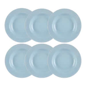 Kit Prato Fundo 6 Pçs Cottage Azul Vintage Germer Porcelanas