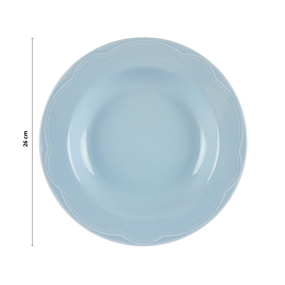 Kit Prato Fundo 6 Pçs Cottage Azul Vintage Germer Porcelanas