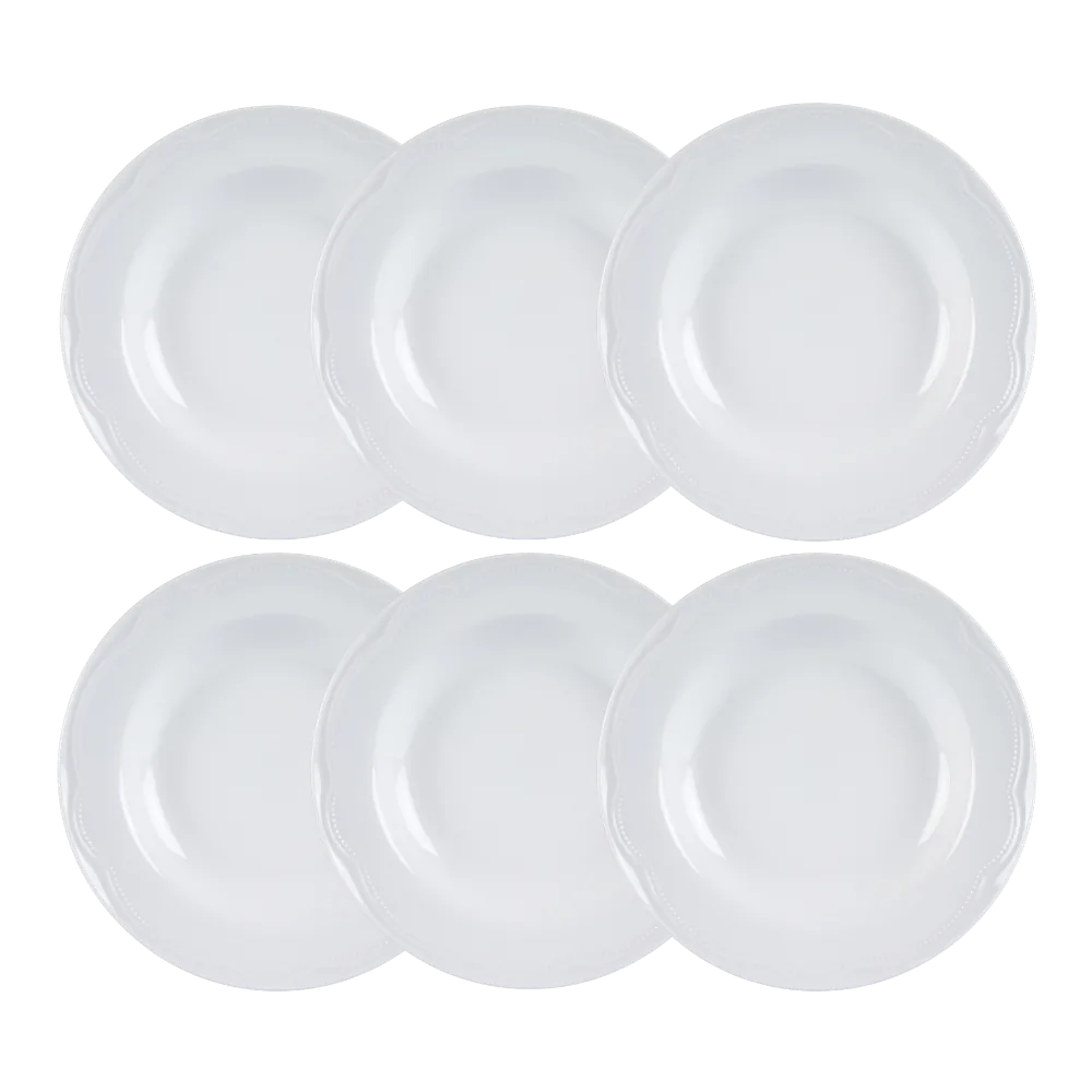 Kit Prato Fundo 06 Peças Cottage Branco Germer Porcelanas
