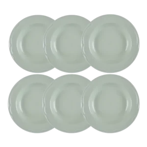 Kit Prato Fundo 06 Pçs Cottage Verde Menta Germer Porcelanas