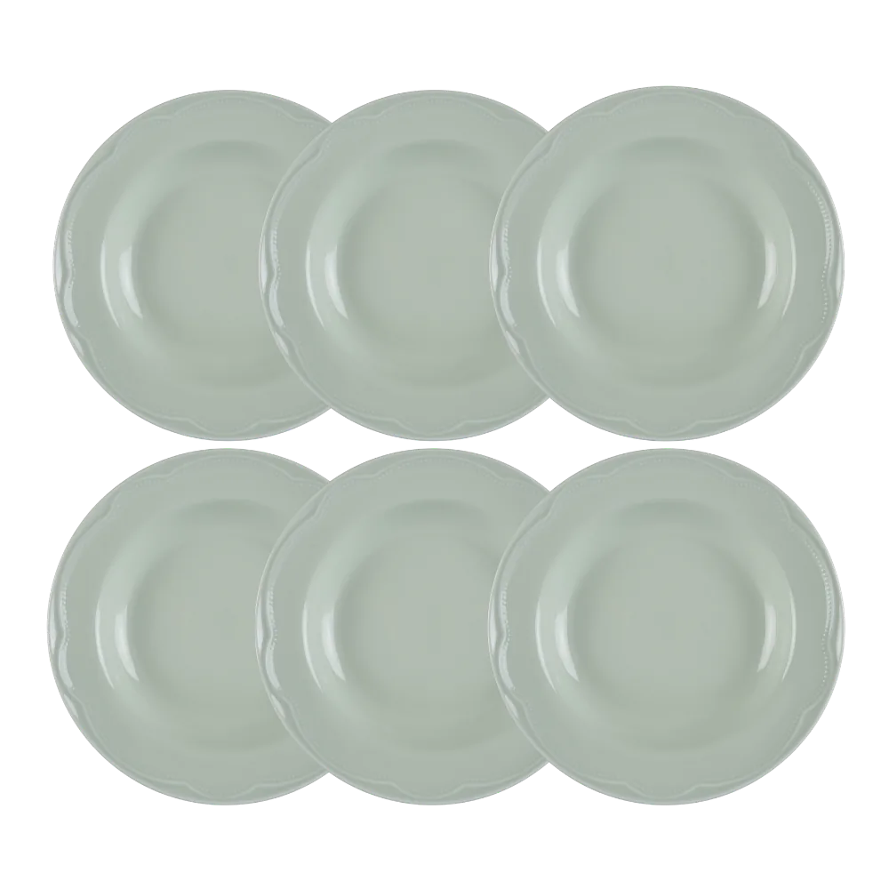 Kit Prato Fundo 06 Pçs Cottage Verde Menta Germer Porcelanas