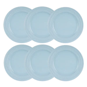 Kit 06 Prato Raso Azul Vintage Chevron Germer Porcelanas