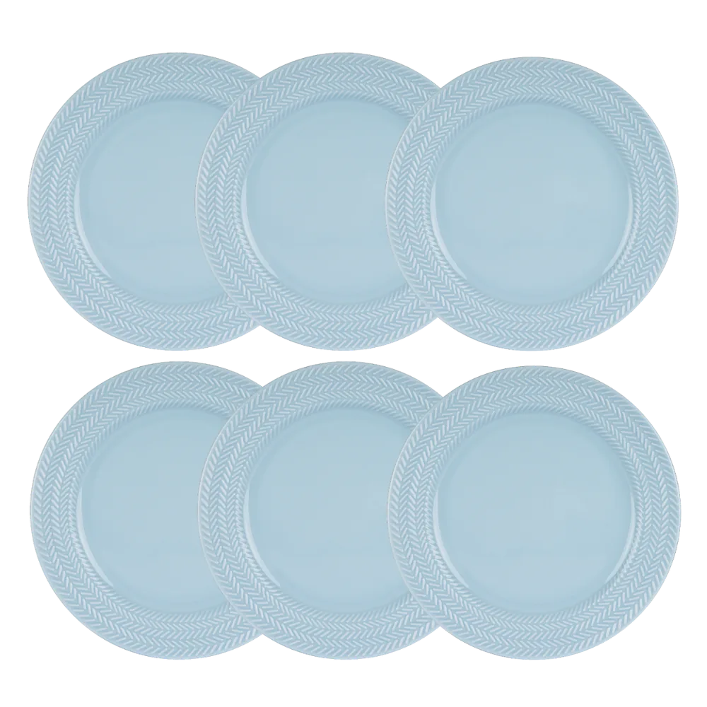Kit 06 Prato Raso Azul Vintage Chevron Germer Porcelanas
