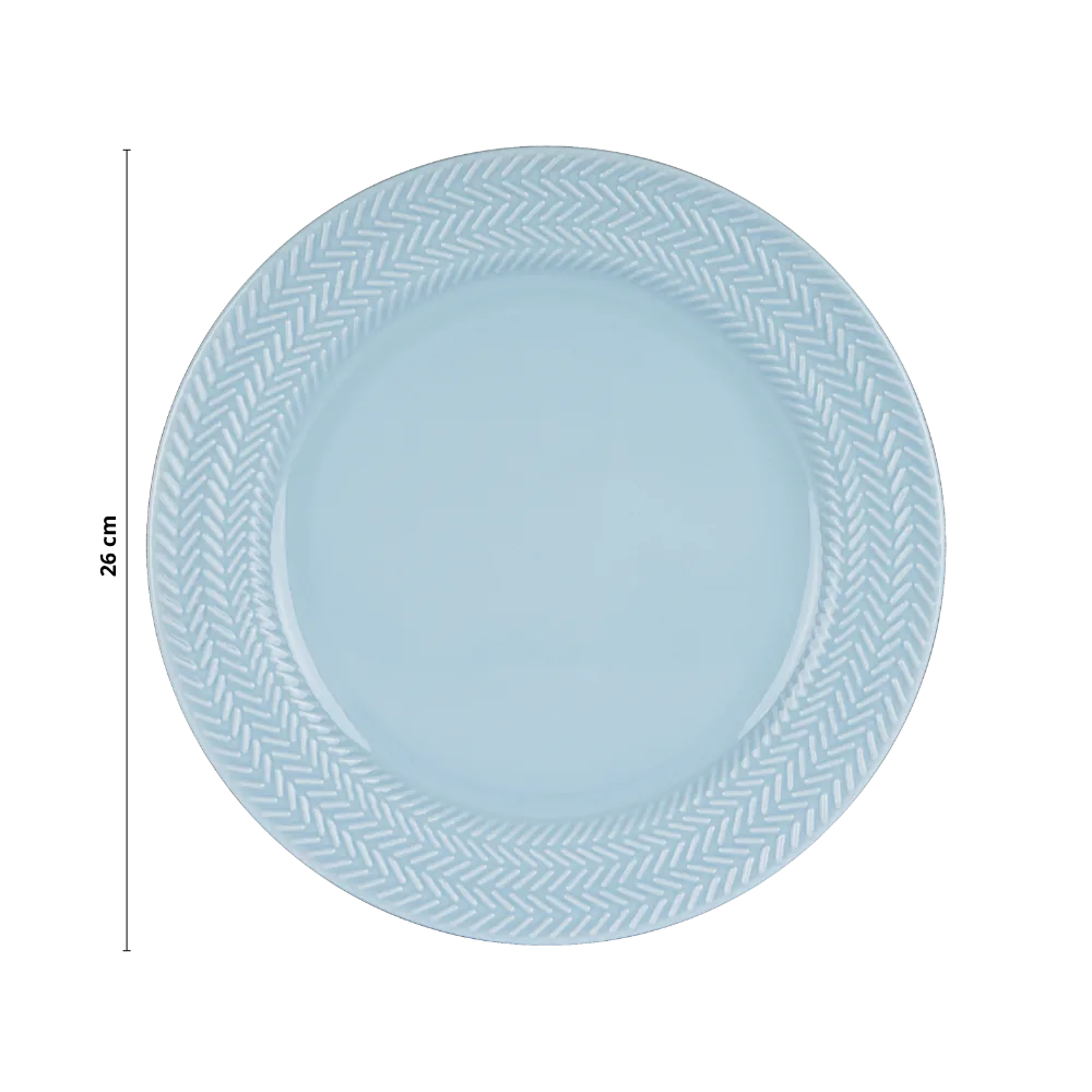 Kit 06 Prato Raso Azul Vintage Chevron Germer Porcelanas