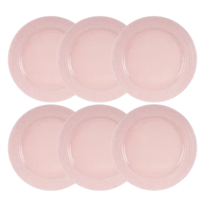Kit 06 Prato Raso Rosa Fractal Chevron Germer Porcelanas