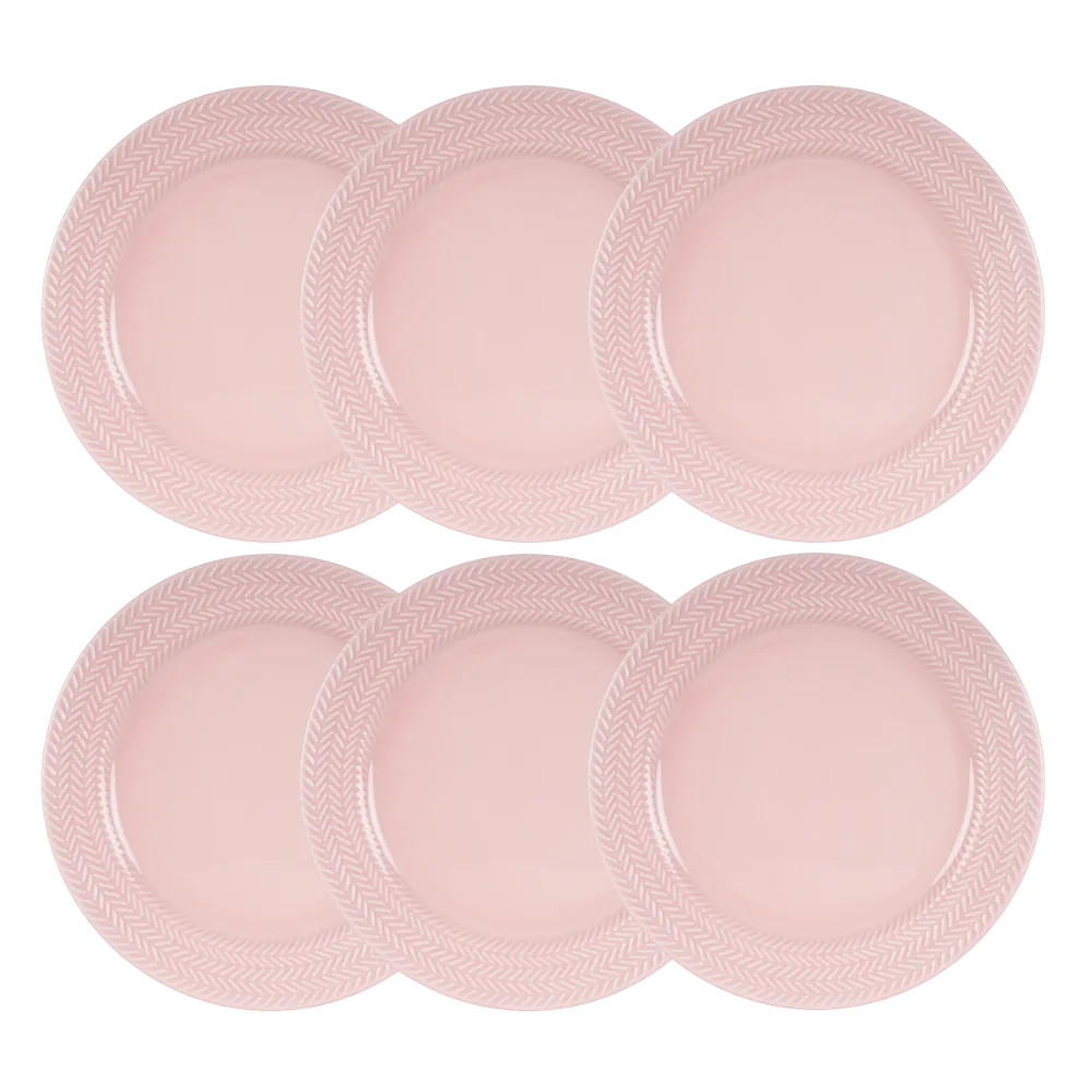 Kit 06 Prato Raso Rosa Fractal Chevron Germer Porcelanas