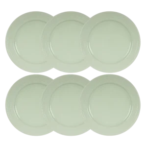 Kit 06 Prato Raso Verde Menta Chevron Germer Porcelanas