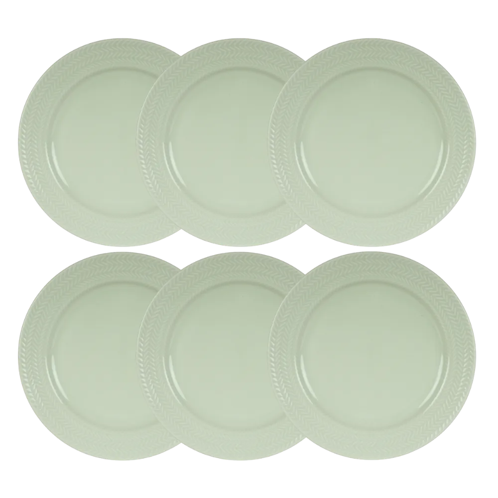 Kit 06 Prato Raso Verde Menta Chevron Germer Porcelanas