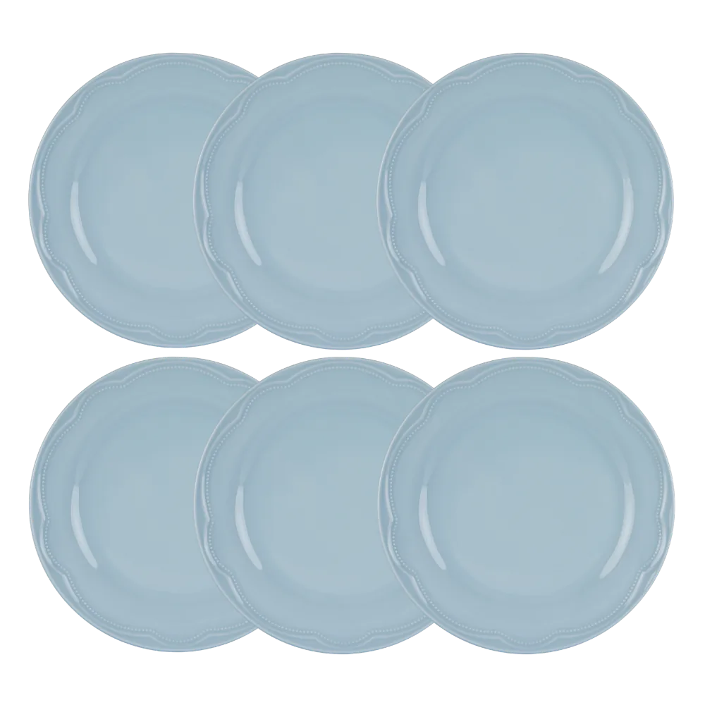 Kit Prato Raso 06 Pçs Cottage Azul Vintage Germer Porcelanas