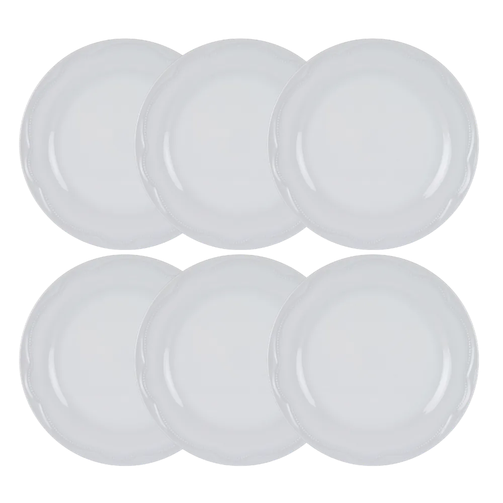 Kit Prato Raso 06 Peças Cottage Branco Germer Porcelanas