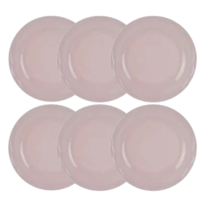 Kit Prato Raso 06 Pçs Cottage Rosa Fractal Germer Porcelanas