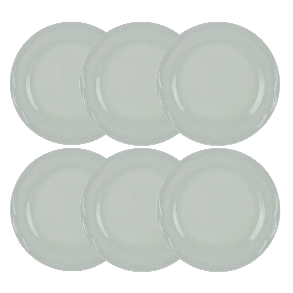 Kit Prato Raso 06 Pçs Cottage Verde Menta Germer Porcelanas