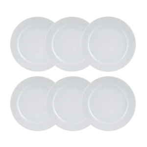Kit 06 Prato Sobremesa Branco Chevron Germer Porcelanas