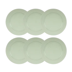 Kit 06 Prato Sobremesa Chevron Verde Menta Germer Porcelanas