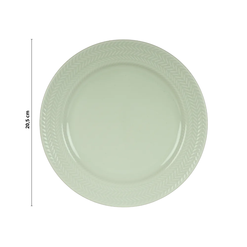 Kit 06 Prato Sobremesa Chevron Verde Menta Germer Porcelanas