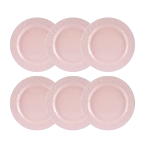 Kit Prato Sobremesa 06 Pcs Rosa Tassel Germer Porcelanas