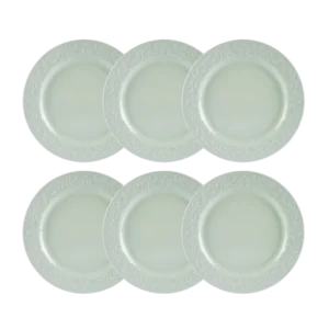 Kit Prato Sobremesa 06 Pçs Verde Tassel Germer Porcelanas