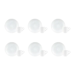 Kit 06 Xícara de Café Pires Branca Chevron Germer Porcelanas