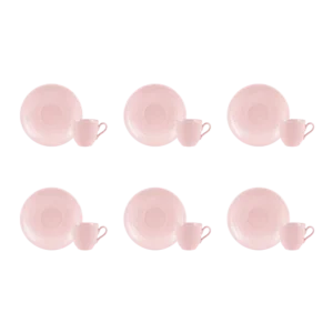 Kit 06 Xícara Café Pires Rosa Chevron Germer Porcelanas