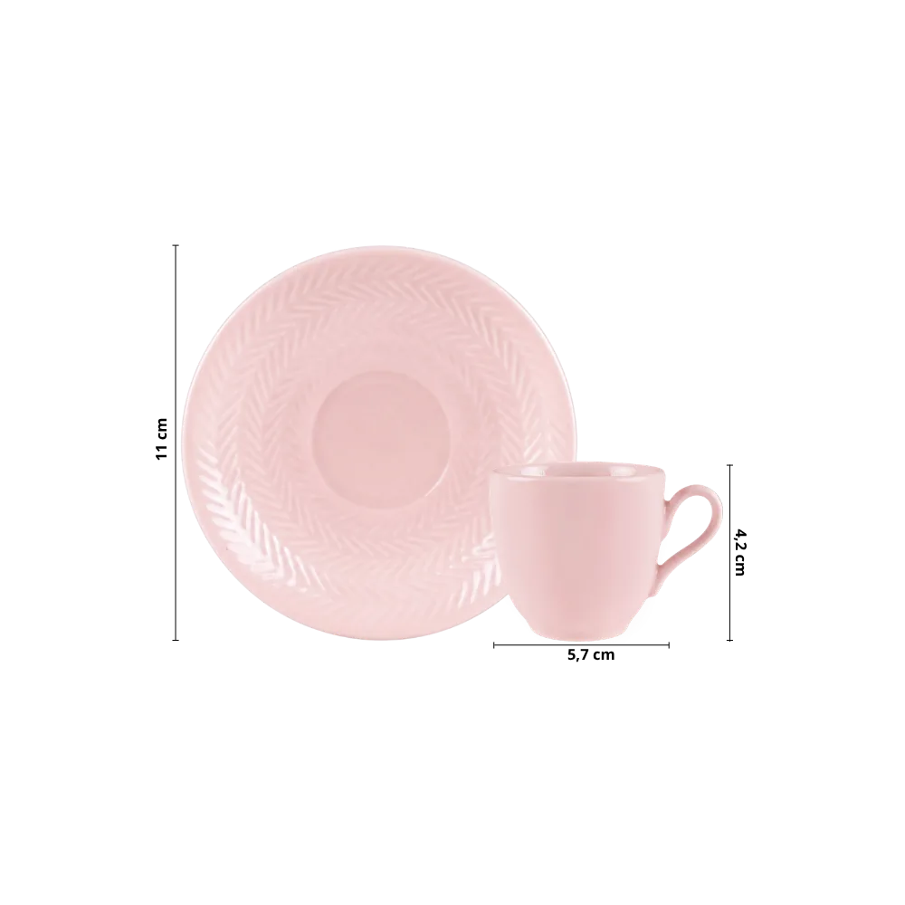 Kit 06 Xícara Café Pires Rosa Chevron Germer Porcelanas