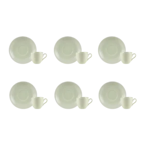 Kit 06 Xícara Café Pires Verde Ment Chevron Germer Porcelana
