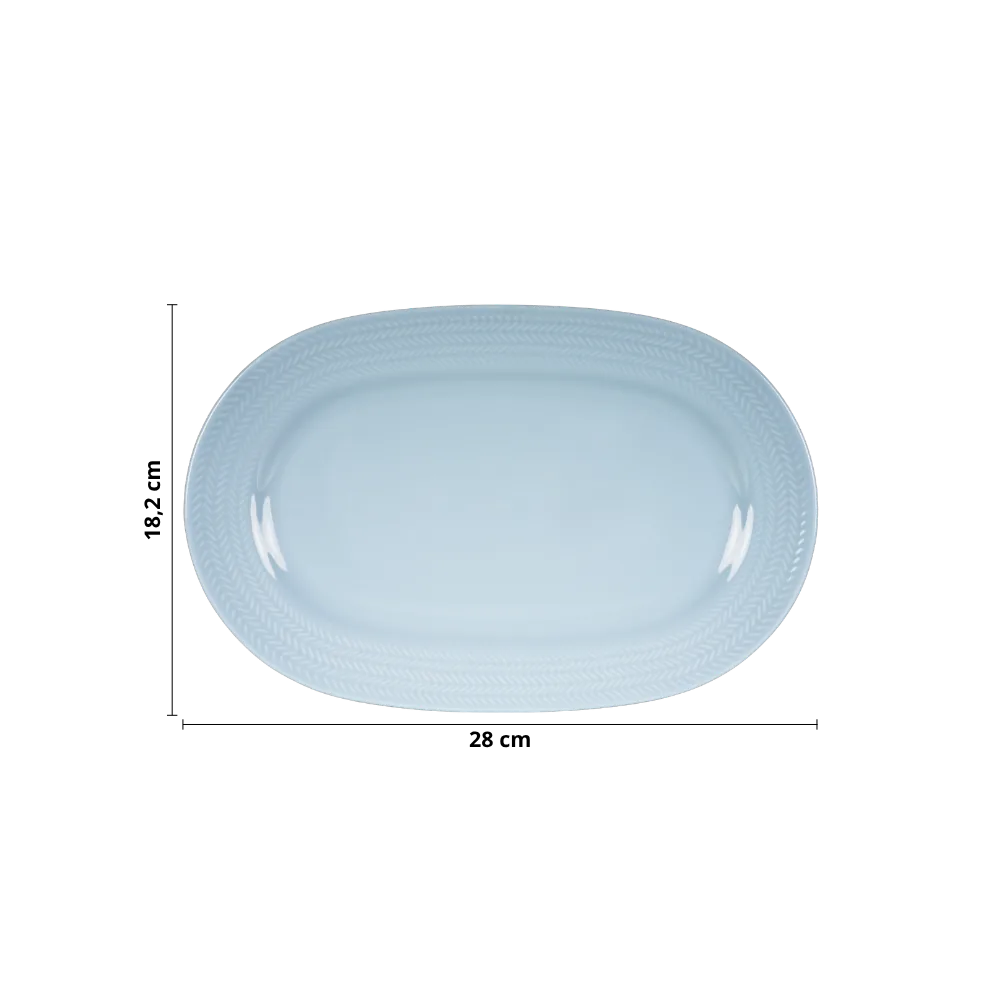 Travessa Oval 28cm P Relevo Chevron Azul Germer Porcelanas