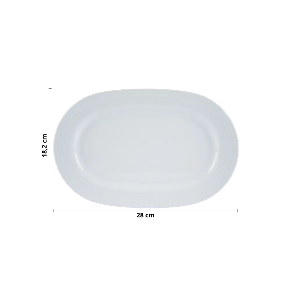 Travessa Oval 28cm P Relevo Chevron Branca Germer Porcelanas