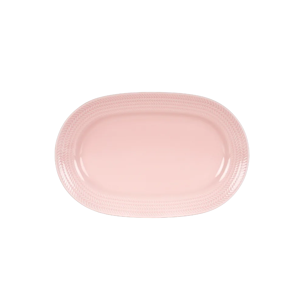 Travessa Oval 28cm P Relevo Chevron Rosa Germer Porcelanas