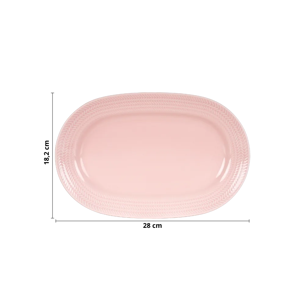 Travessa Oval 28cm P Relevo Chevron Rosa Germer Porcelanas