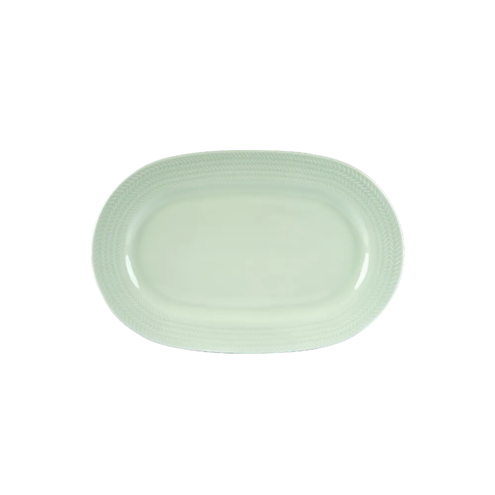 Travessa Oval 28cm P Relevo Chevron Verde Germer Porcelanas