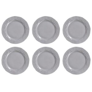 Kit 6 Pratos Rasos Cinza Ondas Germer Porcelanas