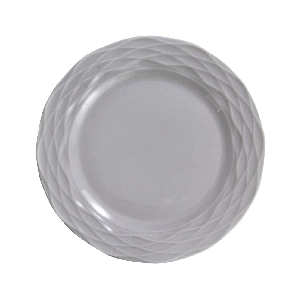 Kit 6 Pratos Rasos Cinza Ondas Germer Porcelanas - Imagem 3