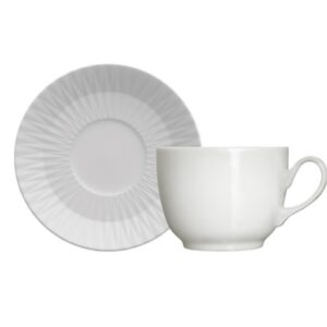 Kit 6 Xícaras Chá Pires Diamante Branca Germer Porcelanas