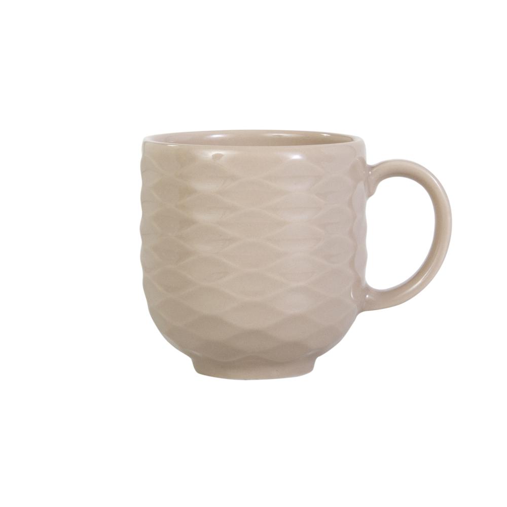 Caneca Chá Café Creme Relevo Ondas 402 ml Germer Porcelanas - Imagem 3
