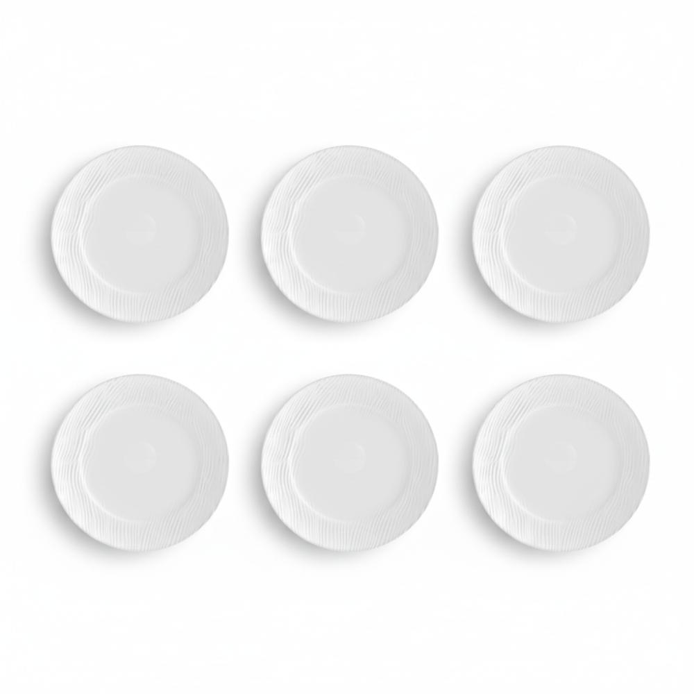 Kit 06 Prato Raso 27,6 cm Relevo Dunas Germer Porcelanas