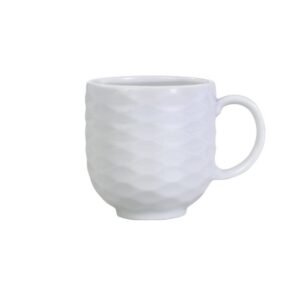 Caneca Chá Café Branca 402 ml Relevo Ondas Germer Porcelanas